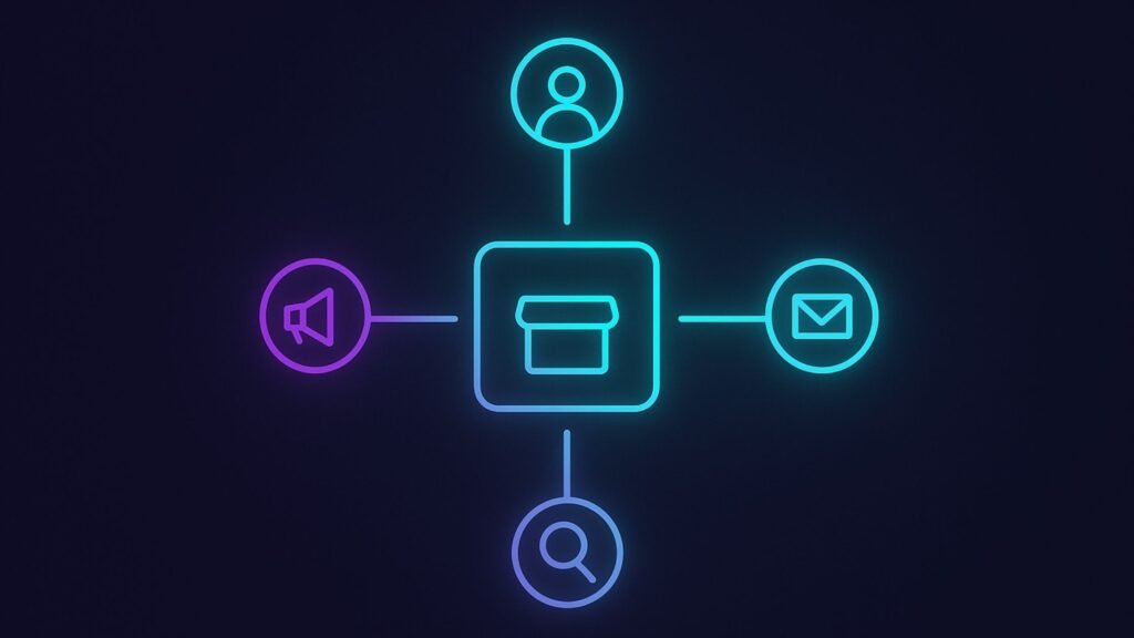 Website as owned media hub connecting social, search, ads, and email